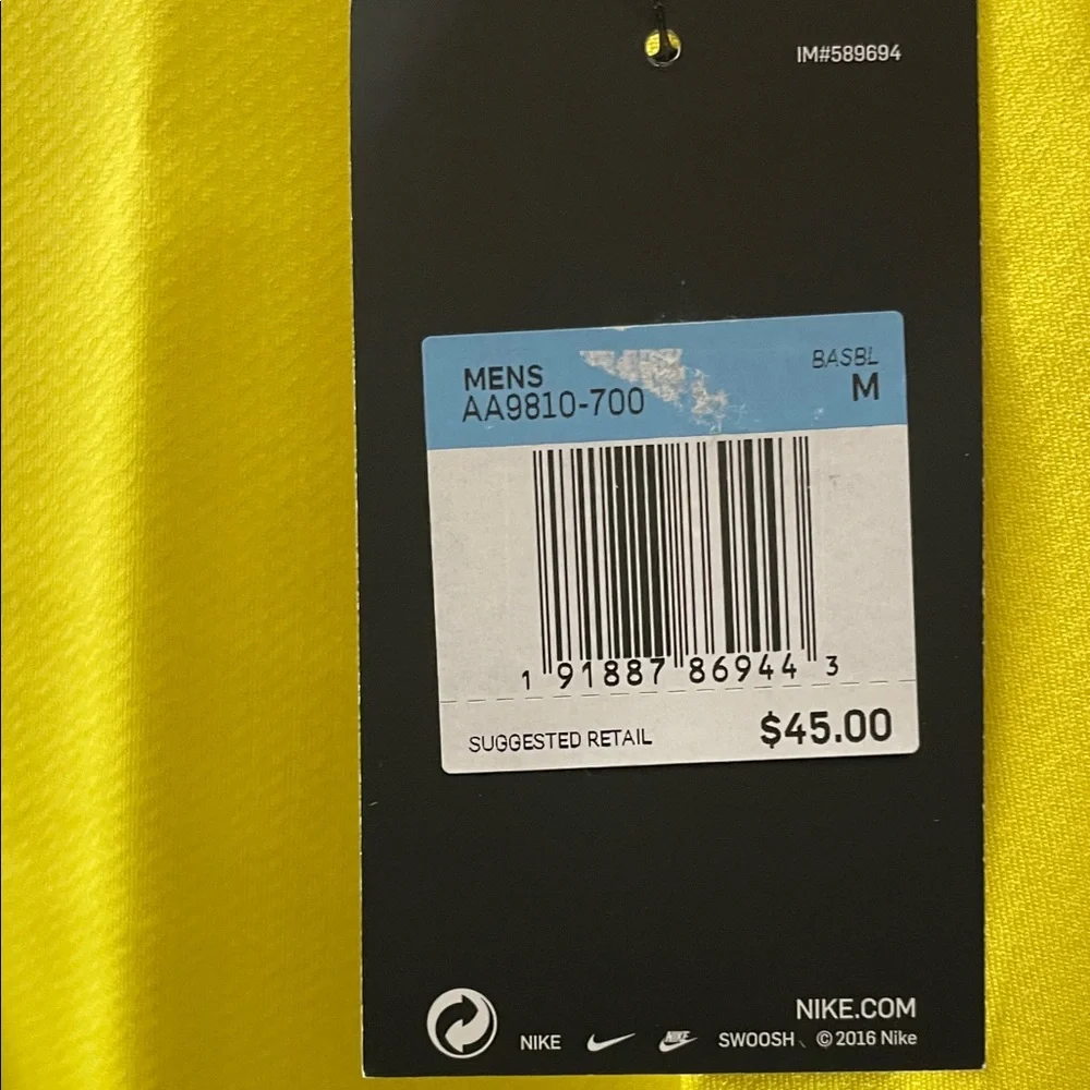 Nike Men's Bright Yellow Button-Up Jersey - Picture 2 of 4